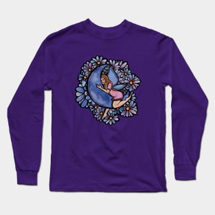 Purple Flower Moon Fairy Long Sleeve T-Shirt